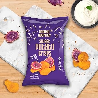 GLUTEN FREE- Sweet Potato Chips - All Natural, Kettle Style, Real Vegetables - Andean Gourmet Snacks, Non-GMO , Kosher 7oz (Pack of 3)
