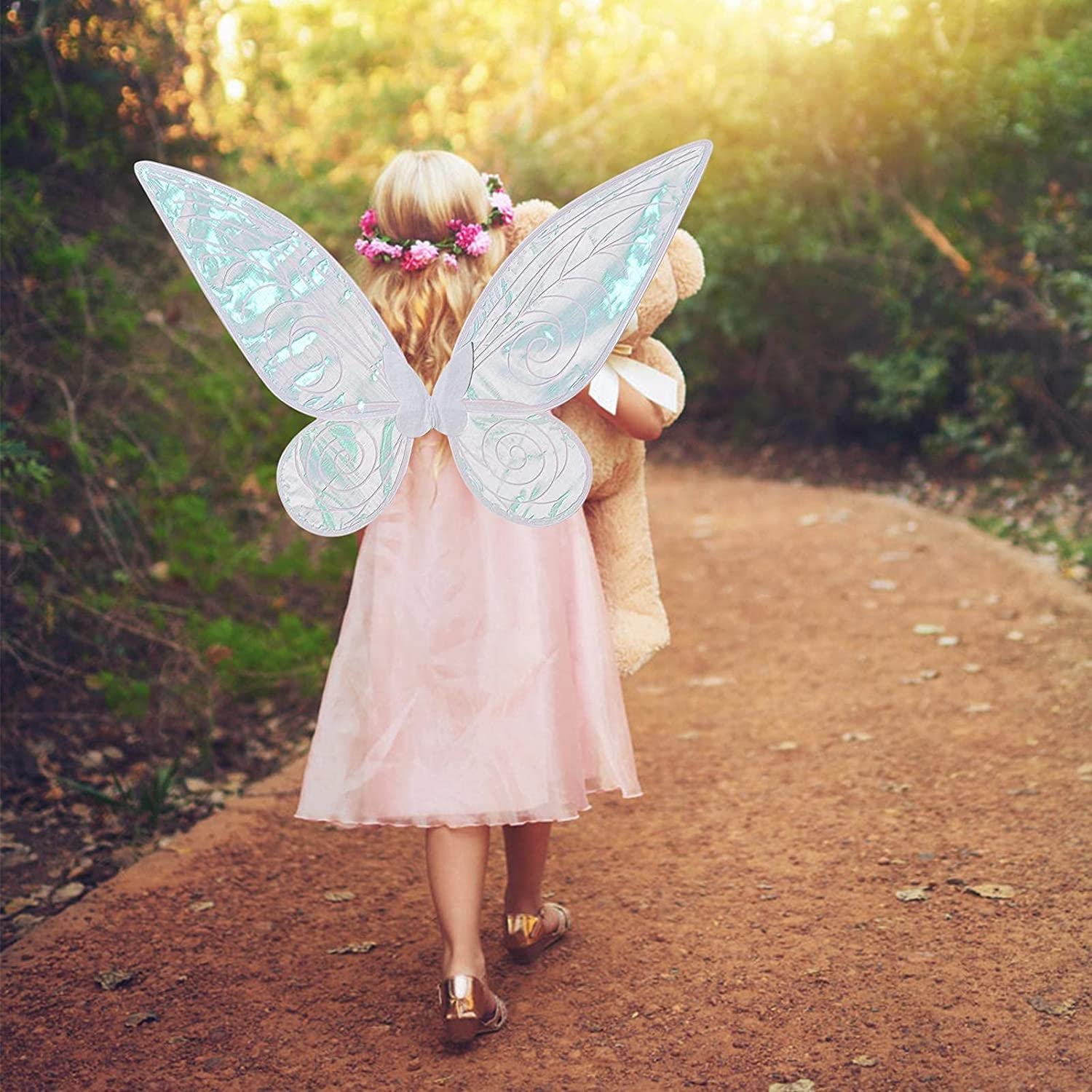 Fairy Costume Fairy Angel Wings For Costume Dress-Up  White/Green Wings  For Kids & Adults (One Size) Angel Dress Costumes For Girls