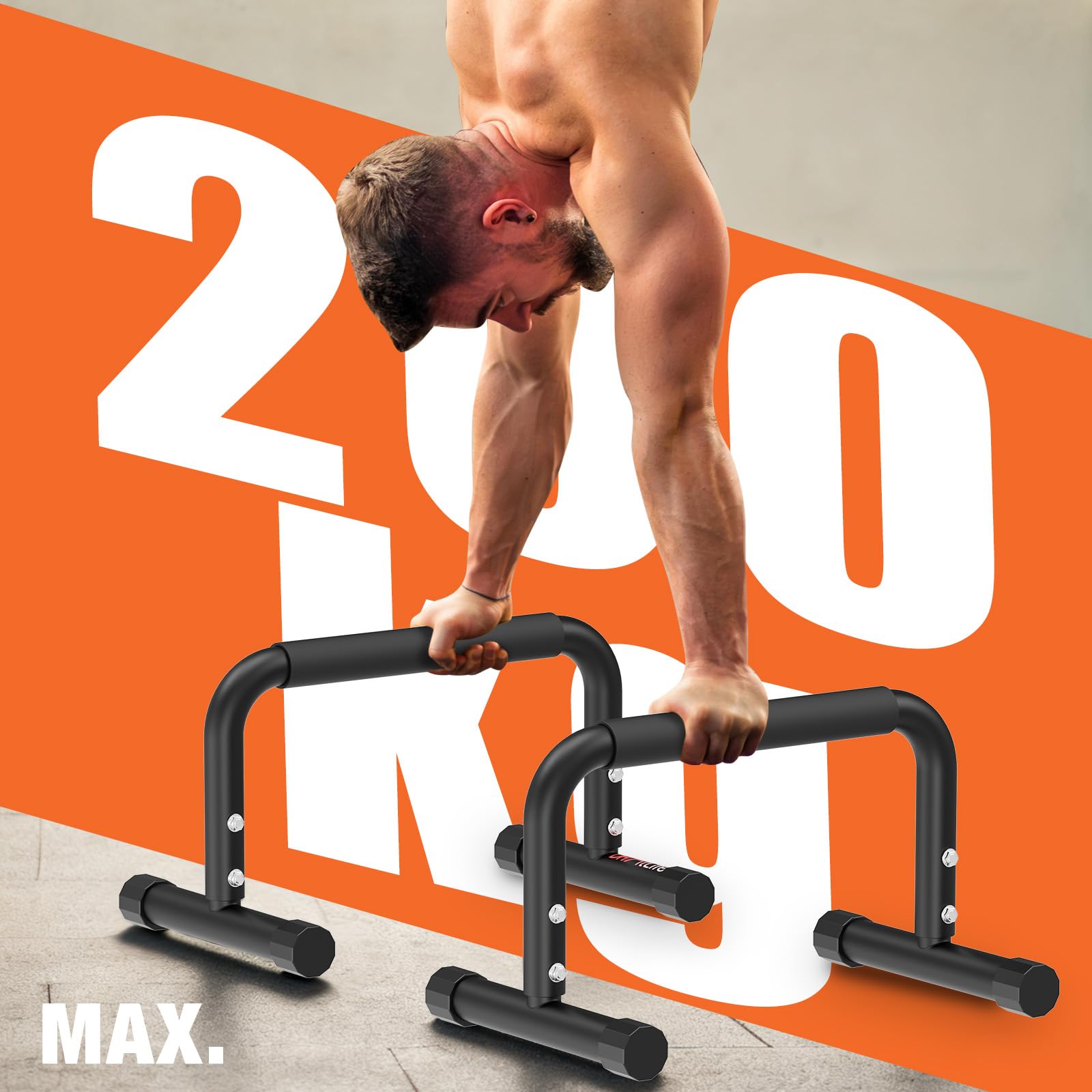 DH FitLife Parallele Calisthenics Regolabili (30-35cm) | Maniglie per Flessioni & Parallettes a 2 Altezze | Push Up Bars fino a 200 kg | Dip Parallele per Allenamento & Sport | Uso Interno & Esterno