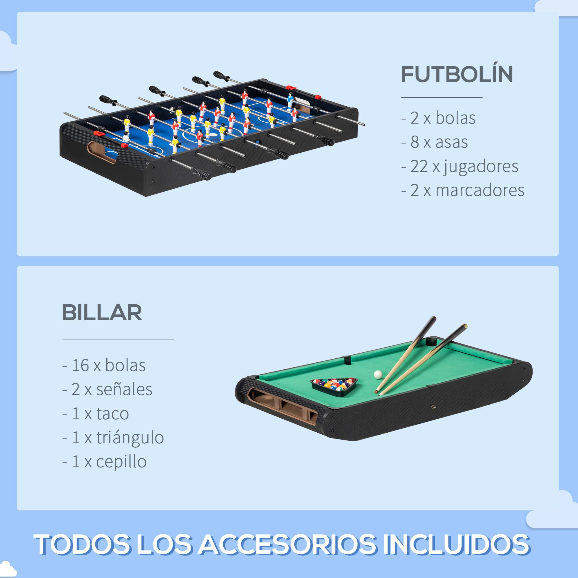 HOMCOM 6 en 1 Mesa Multijuegos para Niños de 7+ Años con Ruedas Mesa de Billar Ping Pong Futbolín Aro de Lanzamiento Hockey sobre Hielo Aire Hockey para Hogar Familia 120x88x79 cm Negro y Gris