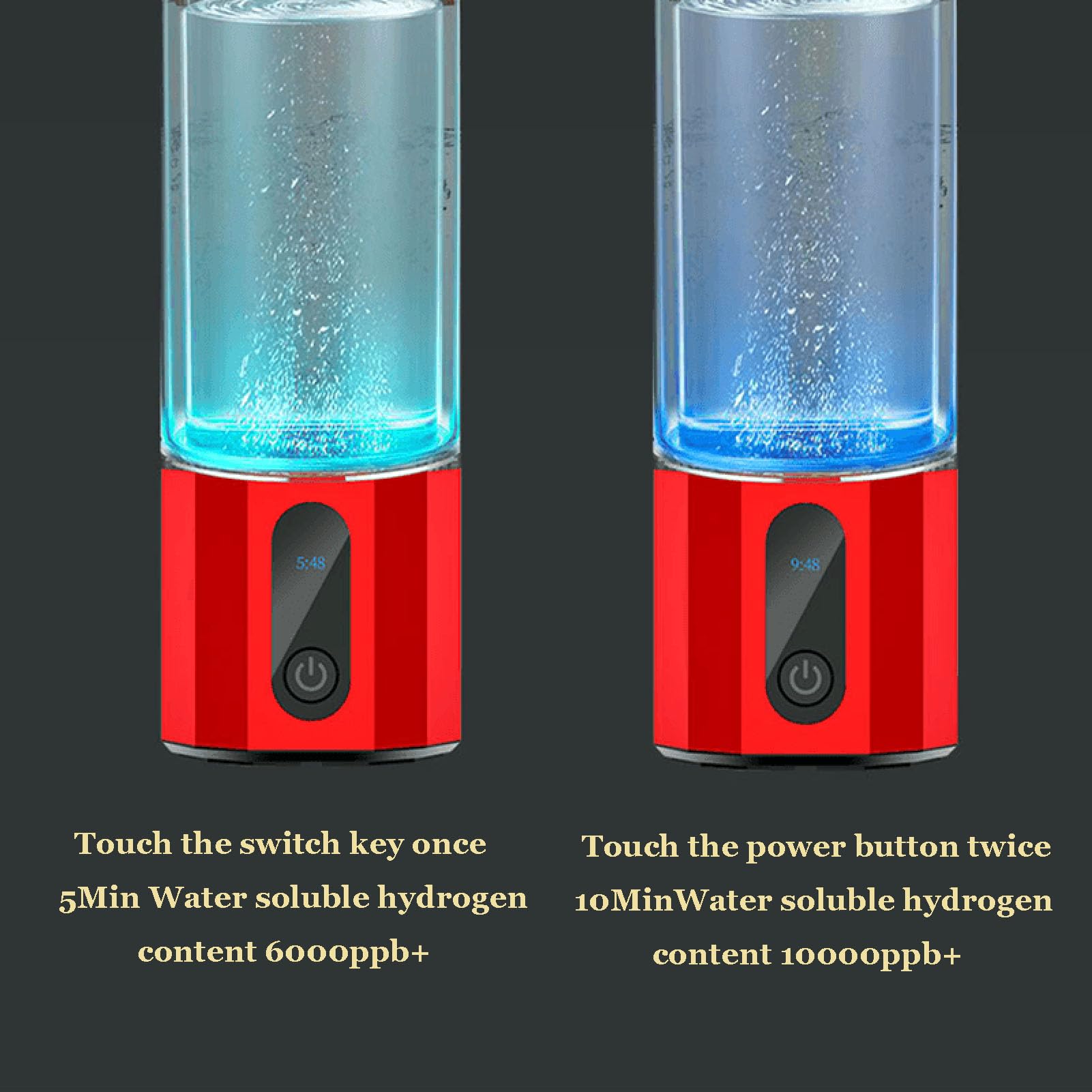 Générateur de Bouteille d'eau d'hydrogène, générateur d'eau Multifonctionnel d'hydrogène, générateur d'eau d'hydrogène à Haute Concentration 8000PPB, à la Maison et en Voyage
