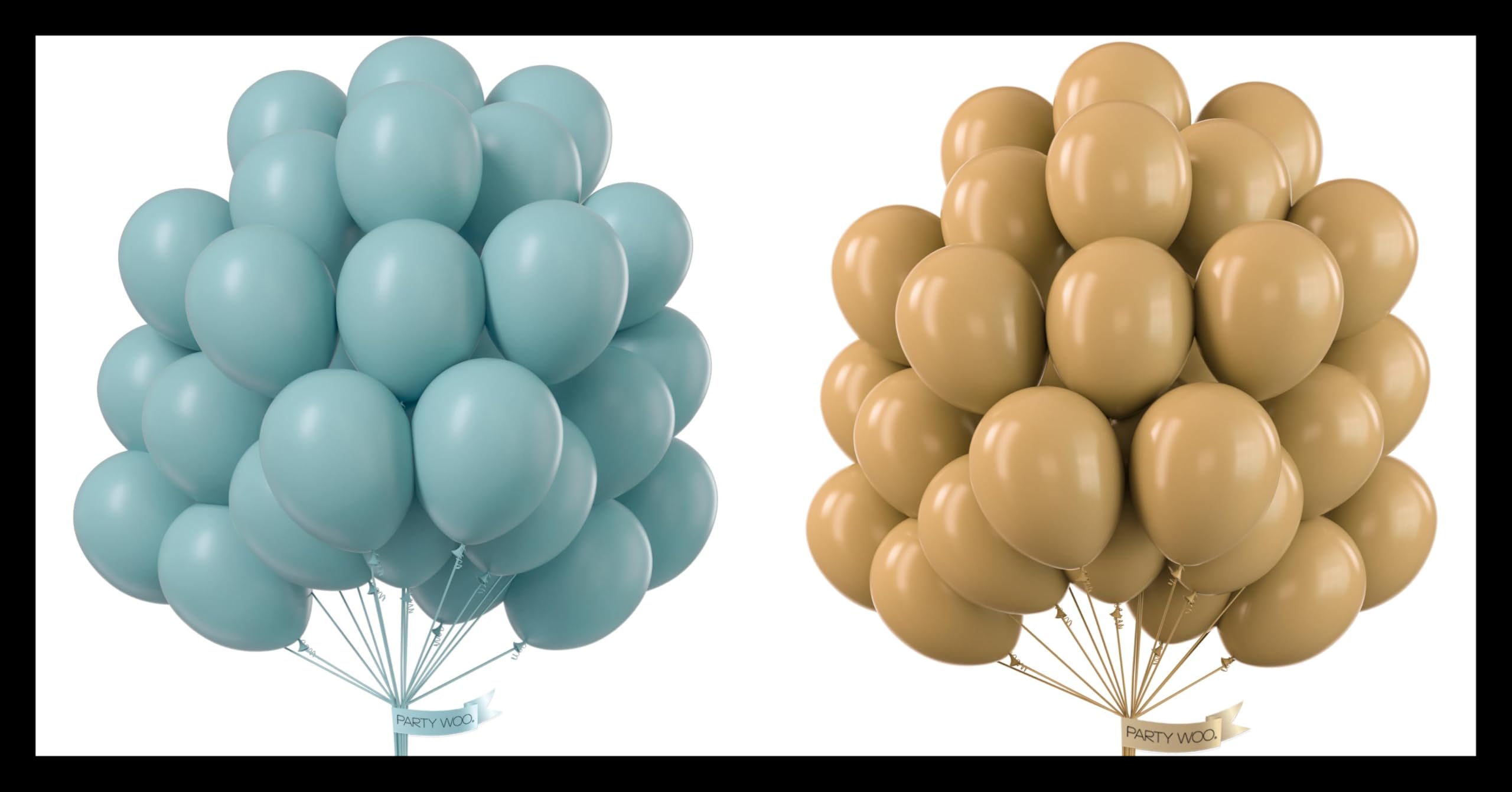 PartyWoo Pale Aqua Balloons 100 pcs and PartyWoo Tan Balloons 100 pcs