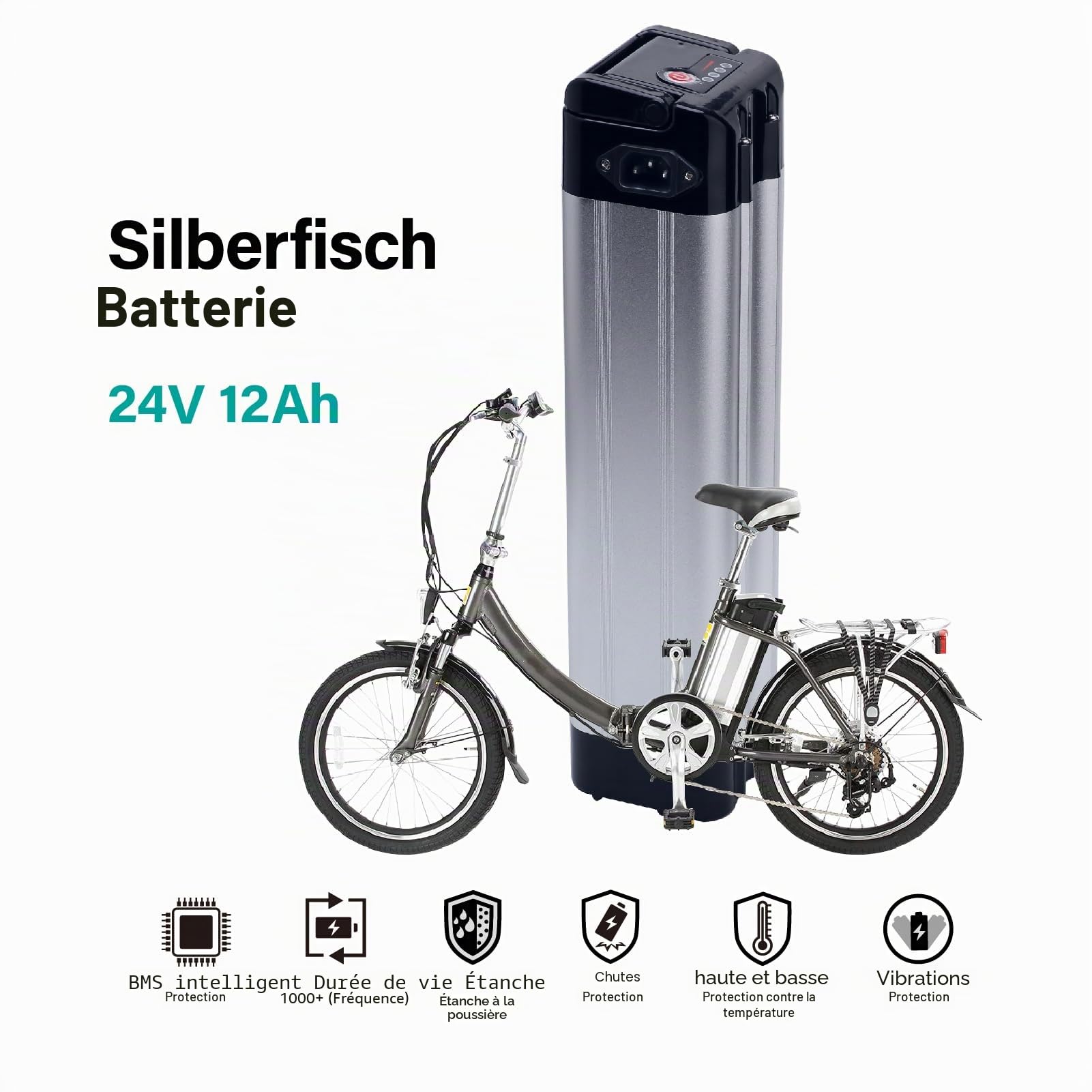 Batterie XH259-10J 24 V 12 Ah pour vélo électrique Phylion Zhenlong/ZL07010-F Trio MiFa Rex