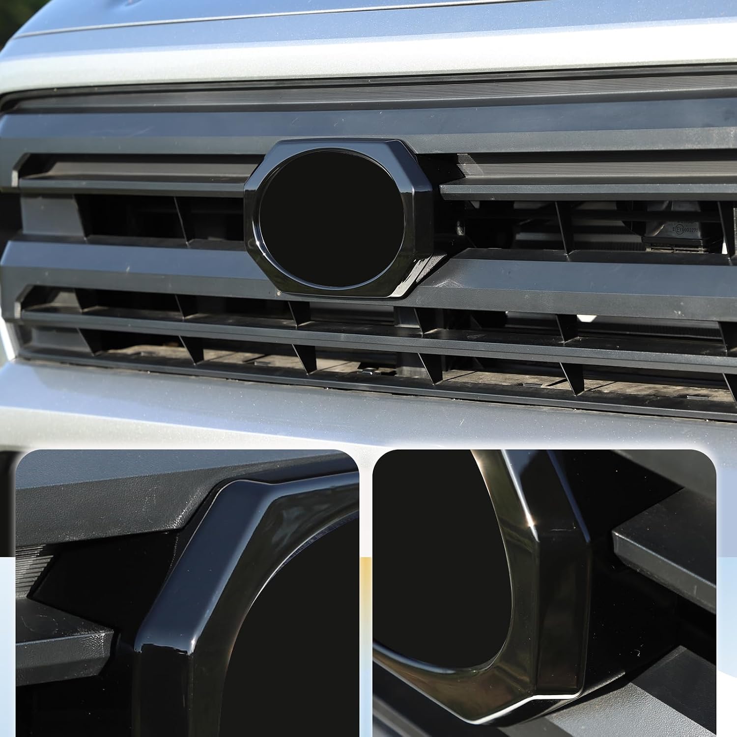 Car Grill Badge Sign Ring Cover Compatible with Toyota Tacoma 2024 2025,Front Emblem Ring Frame Trim Exterior Accessories Front Logo Back Badge Decor Cover Circle Ring