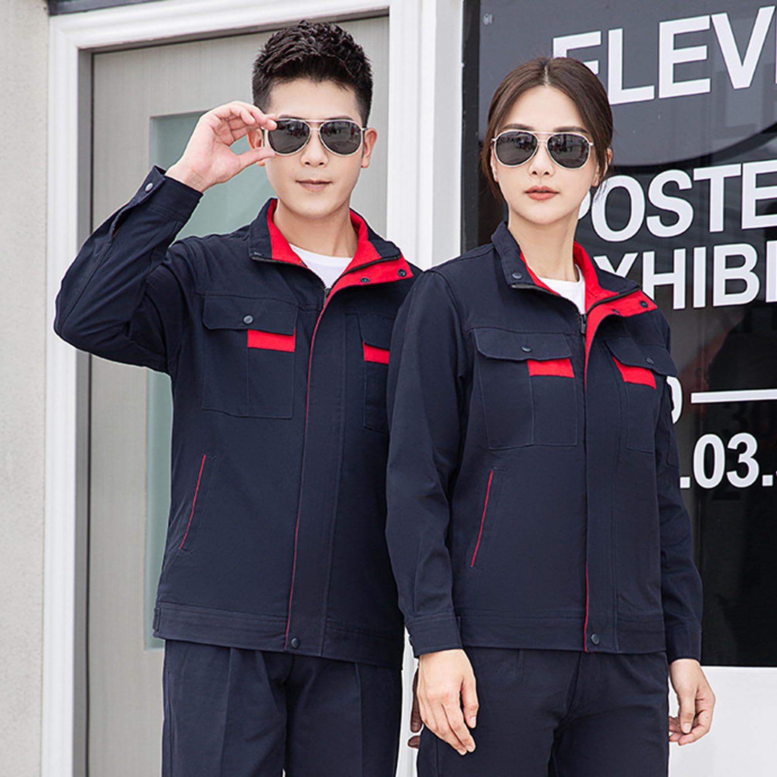 Monos Unisex Monos De Algodón Chaqueta De Trabajo De Manga Larga Y Pantalones Traje Ropa De Trabajo Uniformes De Taller