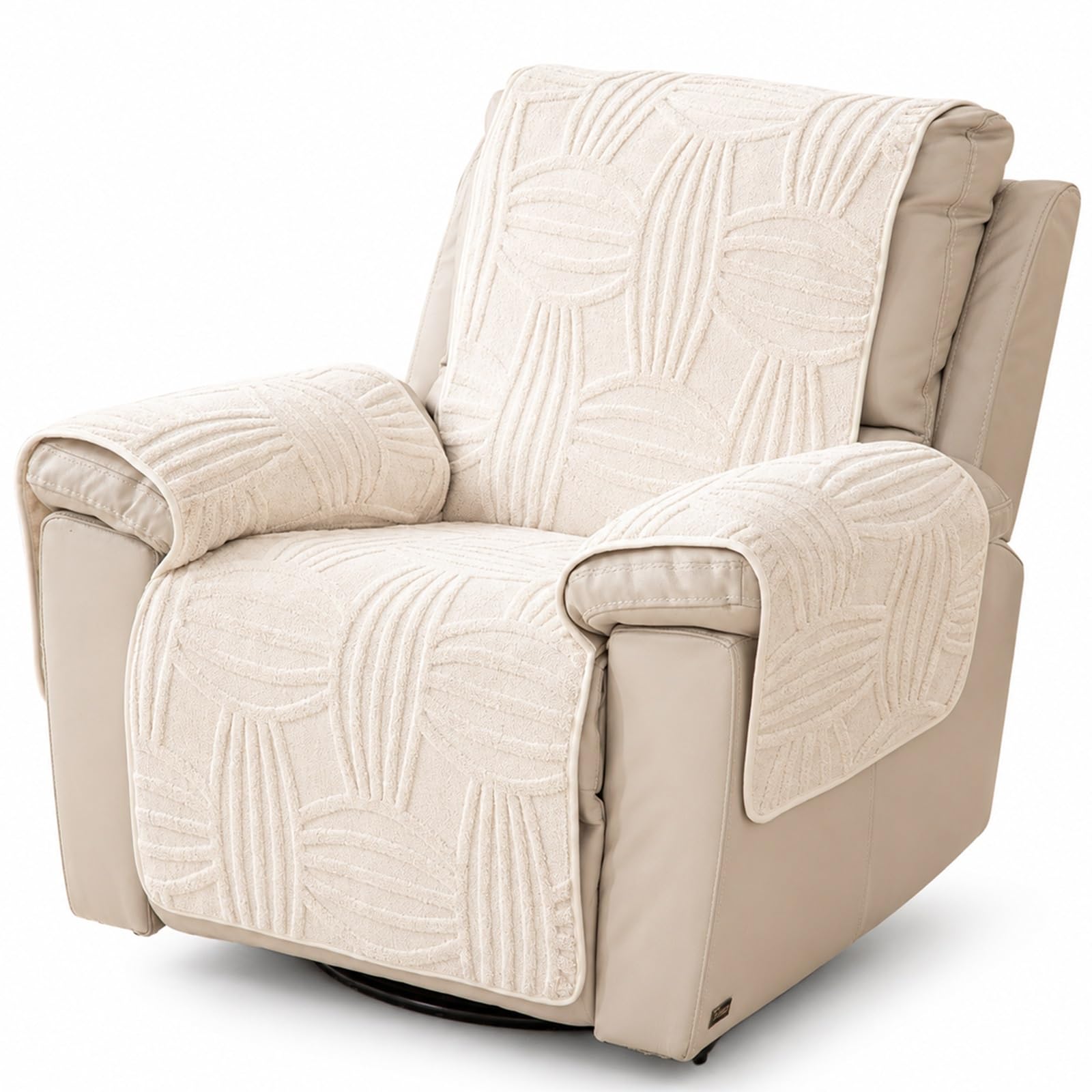 GZGLZDQ Recliner Chair Cover Non-slip, Armchair Cover Pet-safe Washable, Recliner Sofa Covers in Short Plush, Breathable Armchair Cover for Single Chairs Recliners Armchairs(D-white)