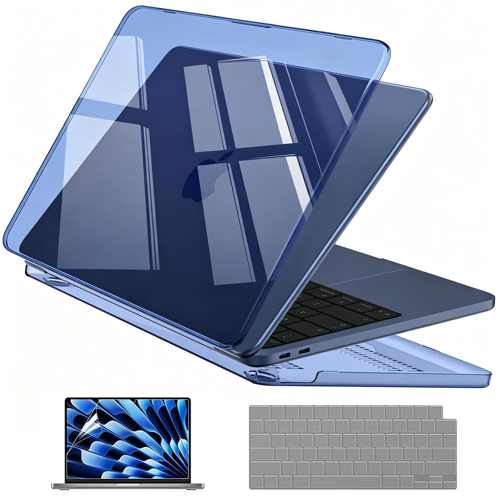 EooCoo Case for MacBook Air 15 inch M5 M4 M3 M2 2026-2023, Crystal Midnight