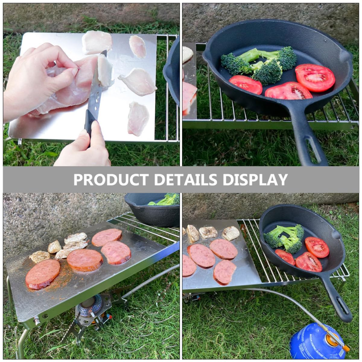 Przenośny stojak do grillowania ze stali nierdzewnej, grill węglowy, siatka do gotowania na świeżym powietrzu, kemping i ogród, wielofunkcyjny grill do idealnych gotowania