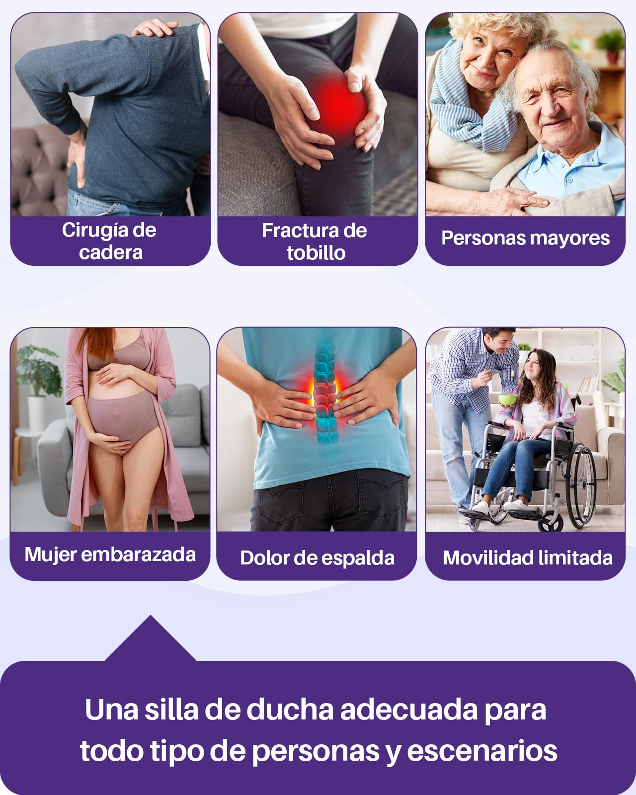 Kekoy Silla Ducha Personas Mayores, Taburete Ducha Reforzado, Placa de Asiento Ensanchada, Ajuste de Altura de 5 Niveles, para Adultos y Discapacitados, Gris