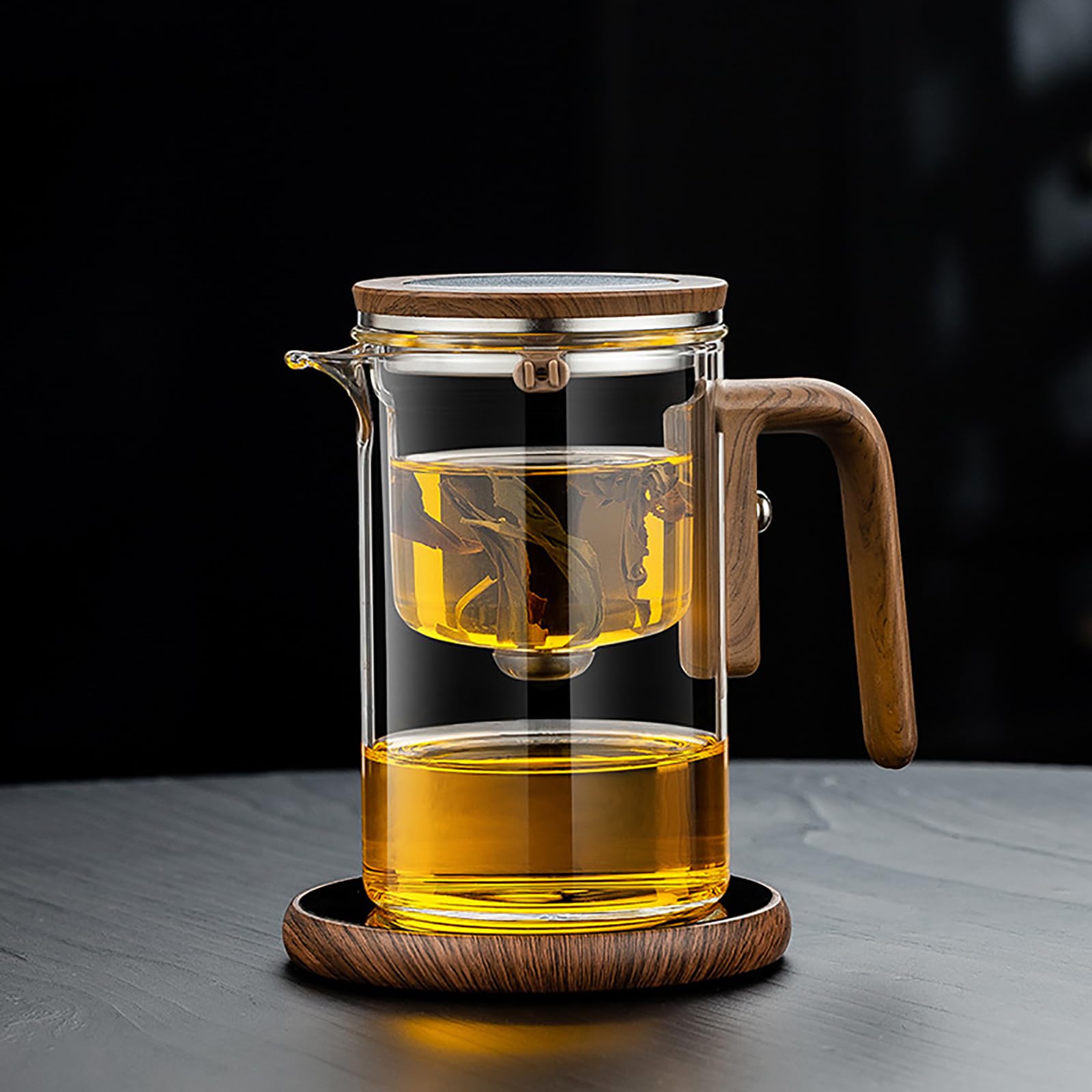 Tetera de Cristal con Separación de Agua – 600 ML, Enchantipot Magic Tea Pot para Hojas Sueltas, Vidrio de Borosilicato, Desmontable/Fácil de Limpiar, Tetera Mágica para el Hogar y la Oficina