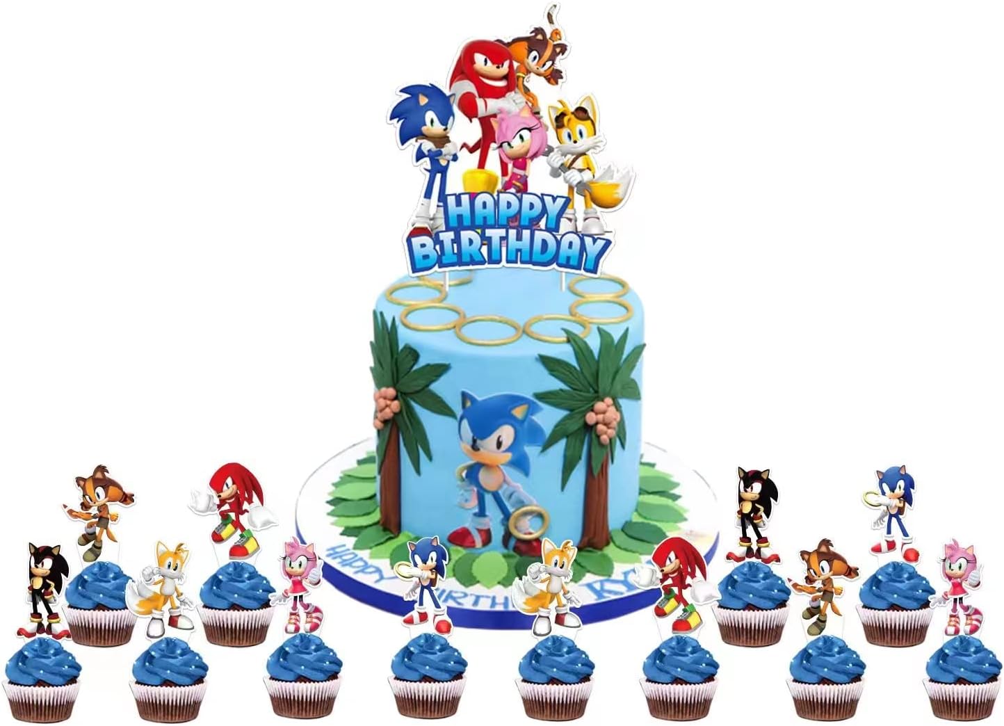 Sonic the Hedgehog Cup Cake Topper Supplier Sonic Party Favors Cake