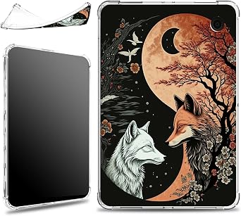 for 7" Kobo Libra Color 2024 Release / Kobo Libra 2 2021 Release Case, Soft Lightweight Military-Grade Corners Shockproof Clear Case for Kobo E-Reader 2024, Yin-yang Fox