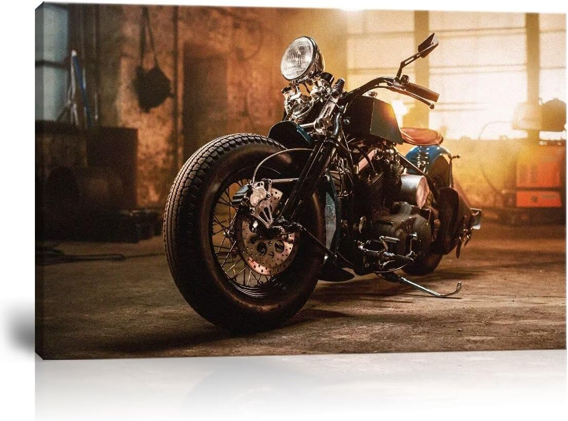 HJL Art Motorcycle Retro Wall Art Vintage Motorcycle Poster
