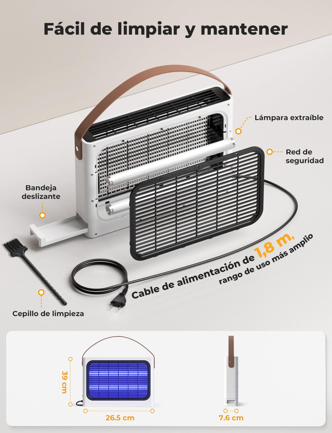 YISSVIC Lampara Antimosquitos Mata Mosquitos Electrico 4300V 365nm UV Matamosquitos para Interiores con 2 Tubos UV Recambio