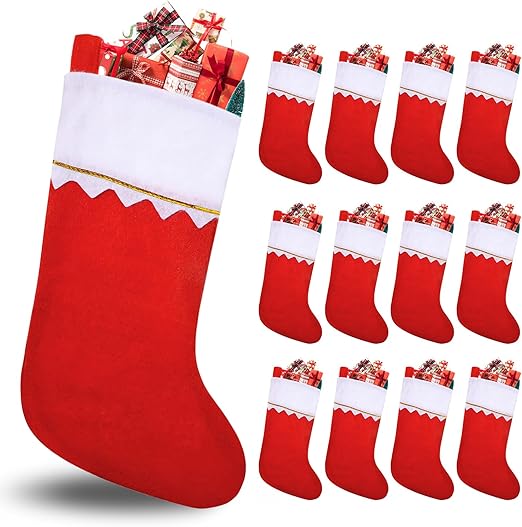 Wittocs 12 Pack Red Felt Christmas Stockings Bulk Holiday