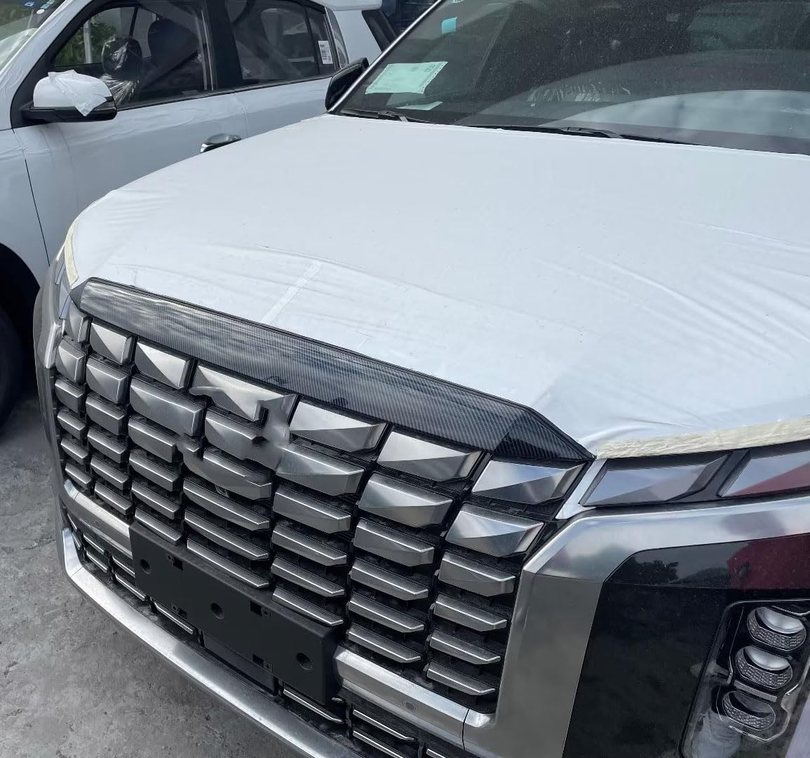 Hood Grill Cover Front Machine Bonnet Mold Trim for Hyundai Palisade 2023 2024 2025 Front Bumper Grille Garnish Hood Molding