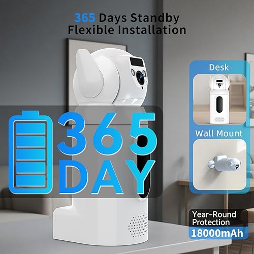 Miniatura 3 de Cámara de seguridad celular 4G LTE para interiores, inalámbrica, tarifa mensual, cámara para mascotas con altavoz para perrogato, monitor de bebé,