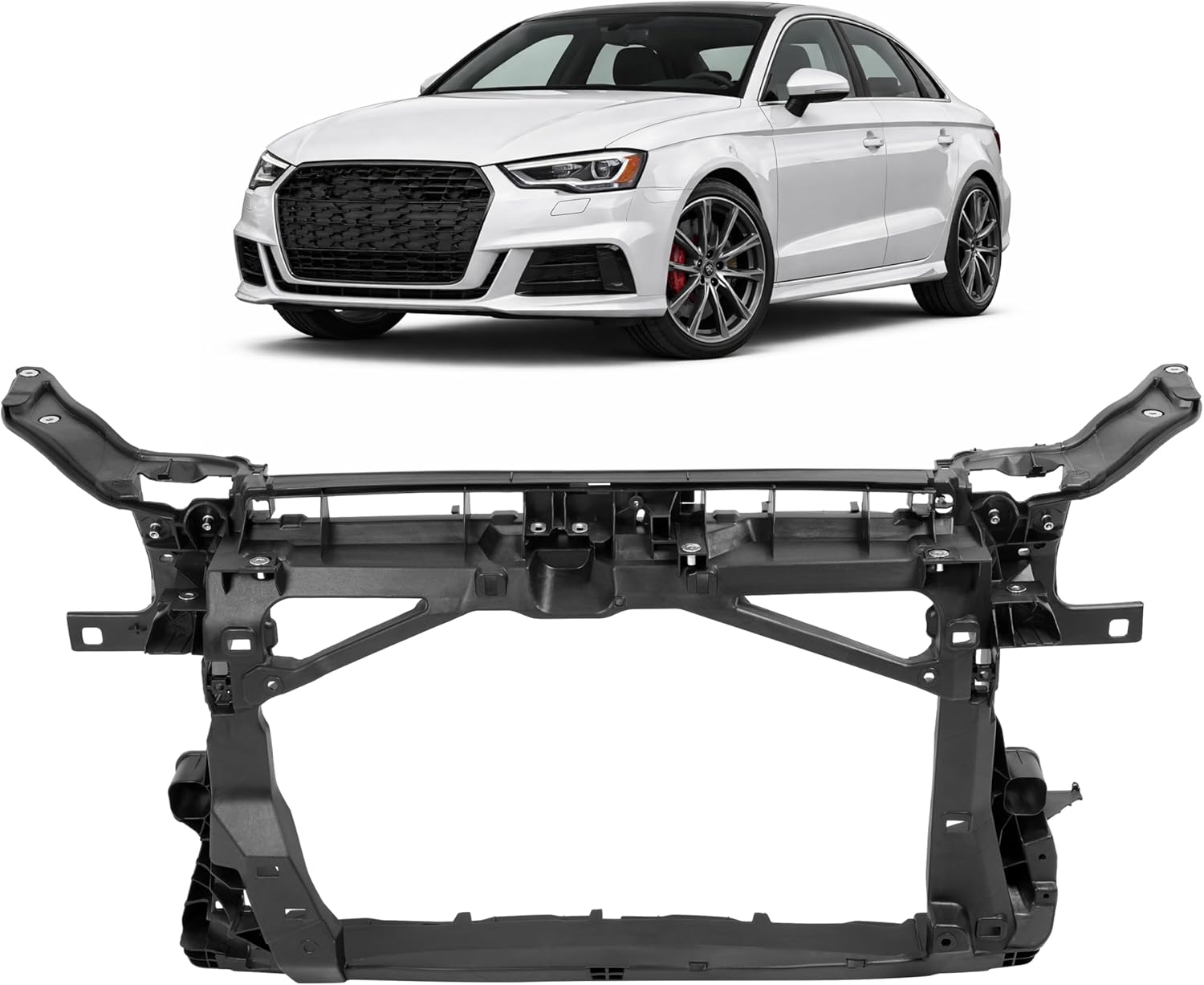 ALMULOO Radiator Support Core Assembly Compatible with 2015-2020 Audi A3 S3 Quattro Replacement for 8V0805588 AU1225134 Plastic