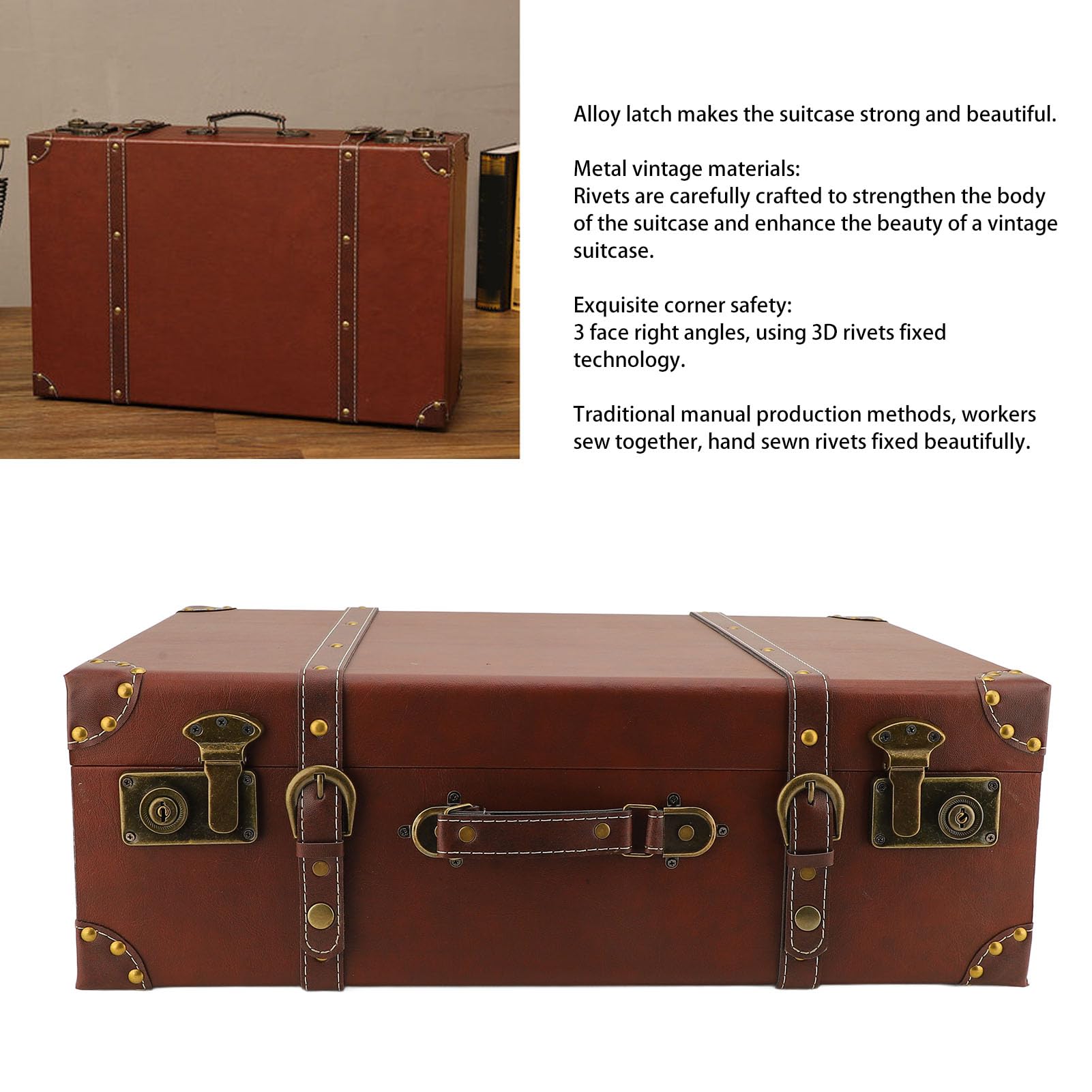 CHICIRIS Vintage-Retro-Koffer aus Holz mit Einzigartigen Legierungsschlössern für Zuhause, Reisen, Ausgehen, Mini-Aufbewahrungsbox für Familien