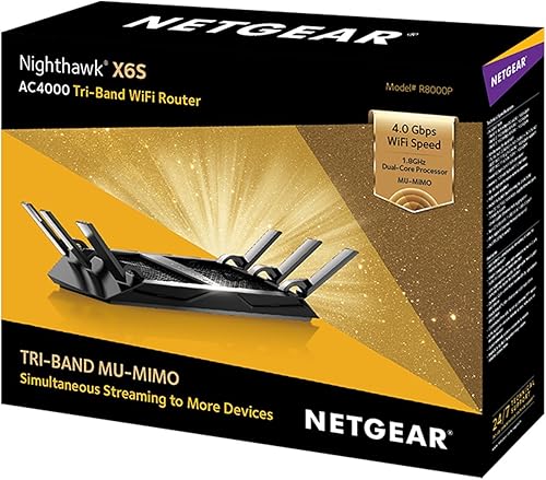 Miniatura 6 de Netgear R8000P-100NAS Nighthawk X6S AC4000 Tri-Band Gigabit WiFi Router con MU-MIMO, compatible con Tienda EchoAlexa (R8000P)