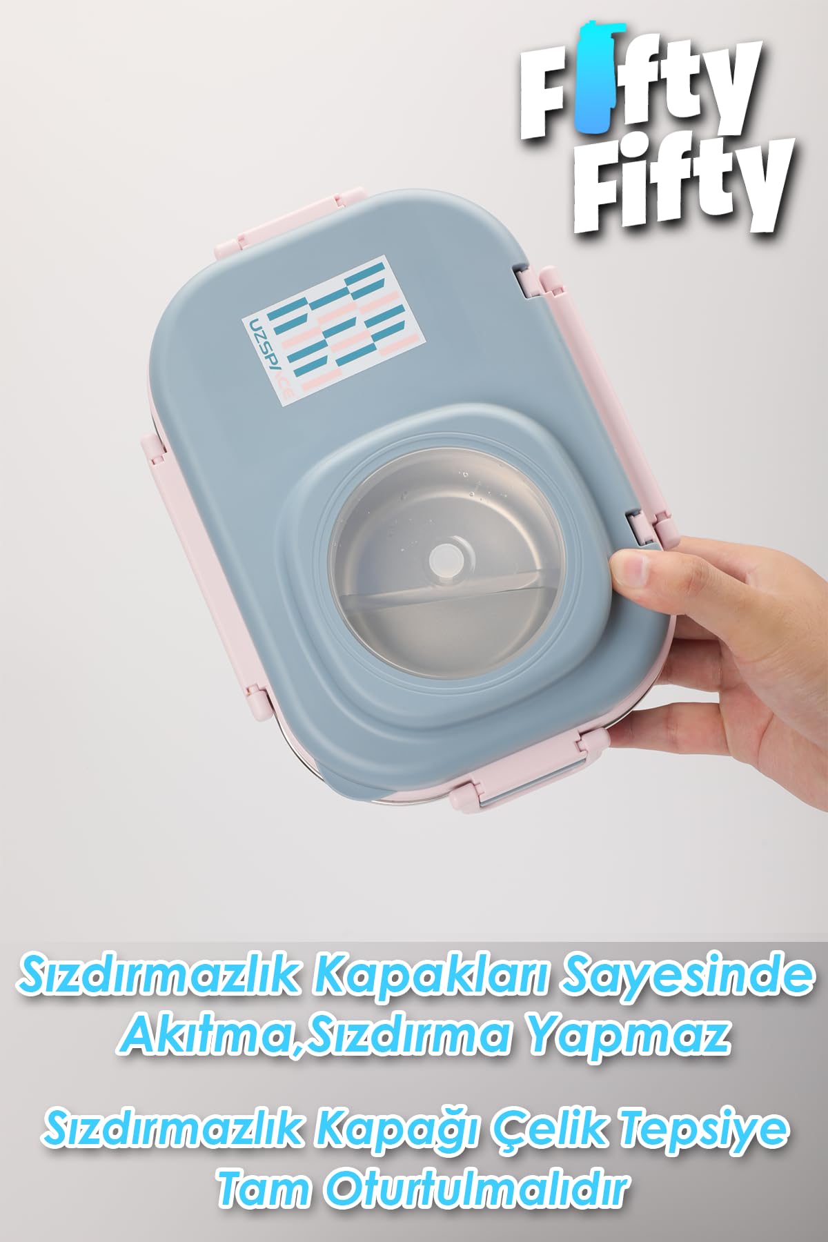 Uzspace 600 ML Çorba Kaseli-Çelik Kaşık Çatallı Paslanmaz Çelik Bento Lunch Box Yeni Nesil Sefer Tası-FFLBOX8021600 (Pembe)
