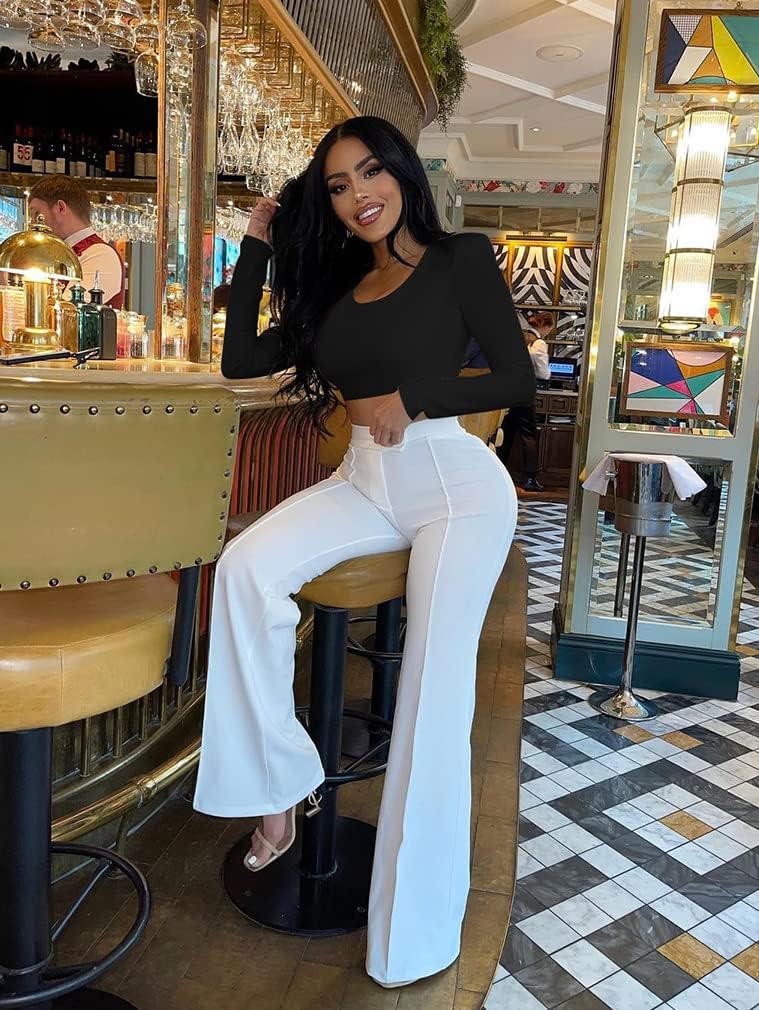 XXTAXN Women's Sexy Bodycon Basic Scoop Neck Long Sleeve Slim Solid Color Crop Top - Image 7