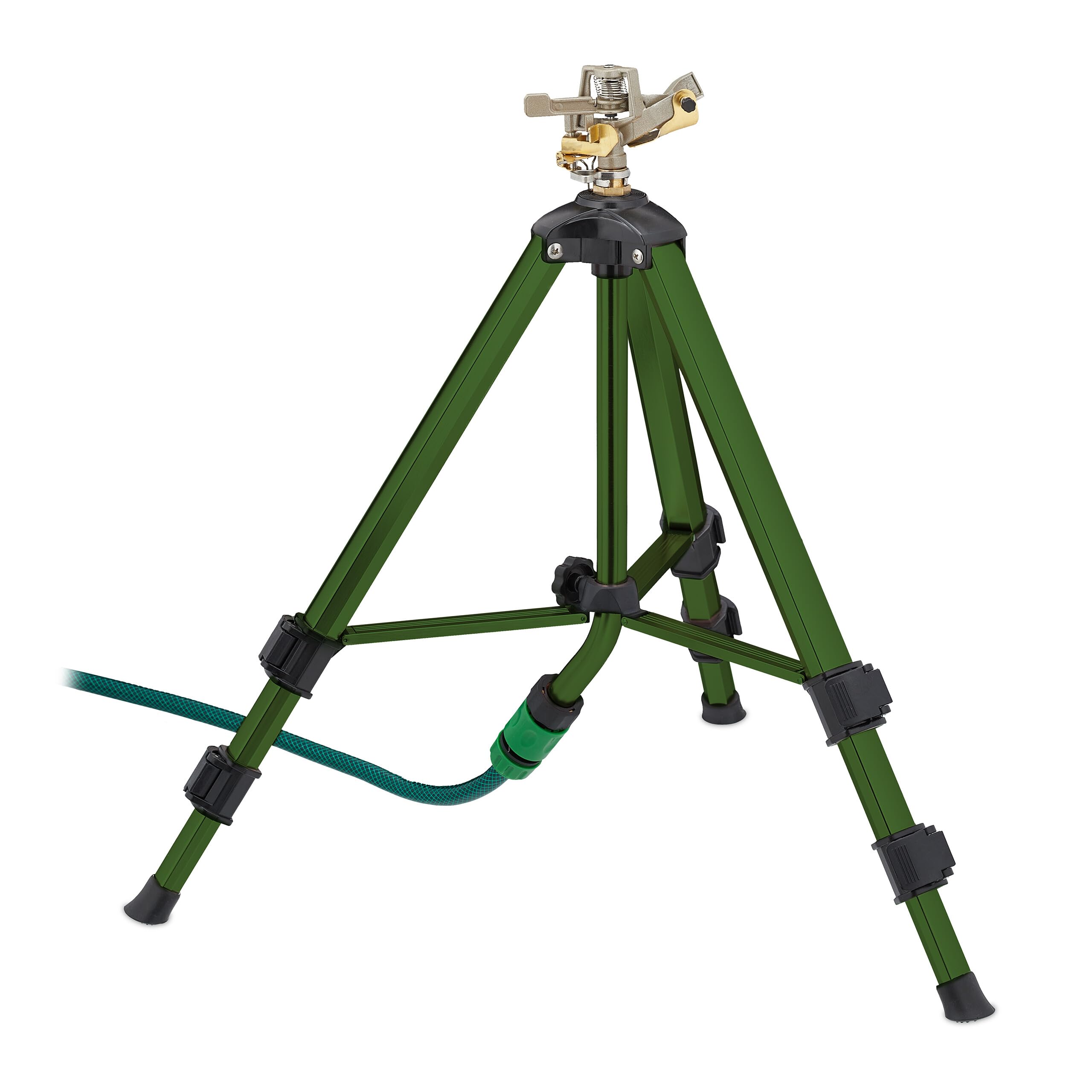 Relaxdays Irrigatore da Giardino, Gittata di 9 m, Angolo di Irrigazione da 0-360° Innaffiatore a Settore, Verde Nero