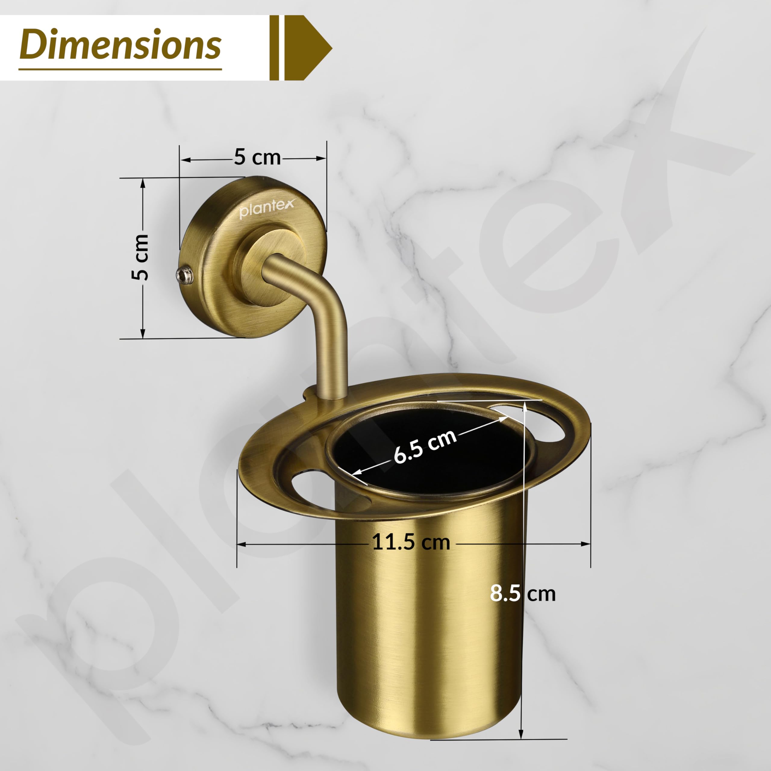 Plantex 304 Grade Stainless Steel Tumbler Holder/Tooth Brush Holder/Bathroom Accessories - Daizy (Antique) 1