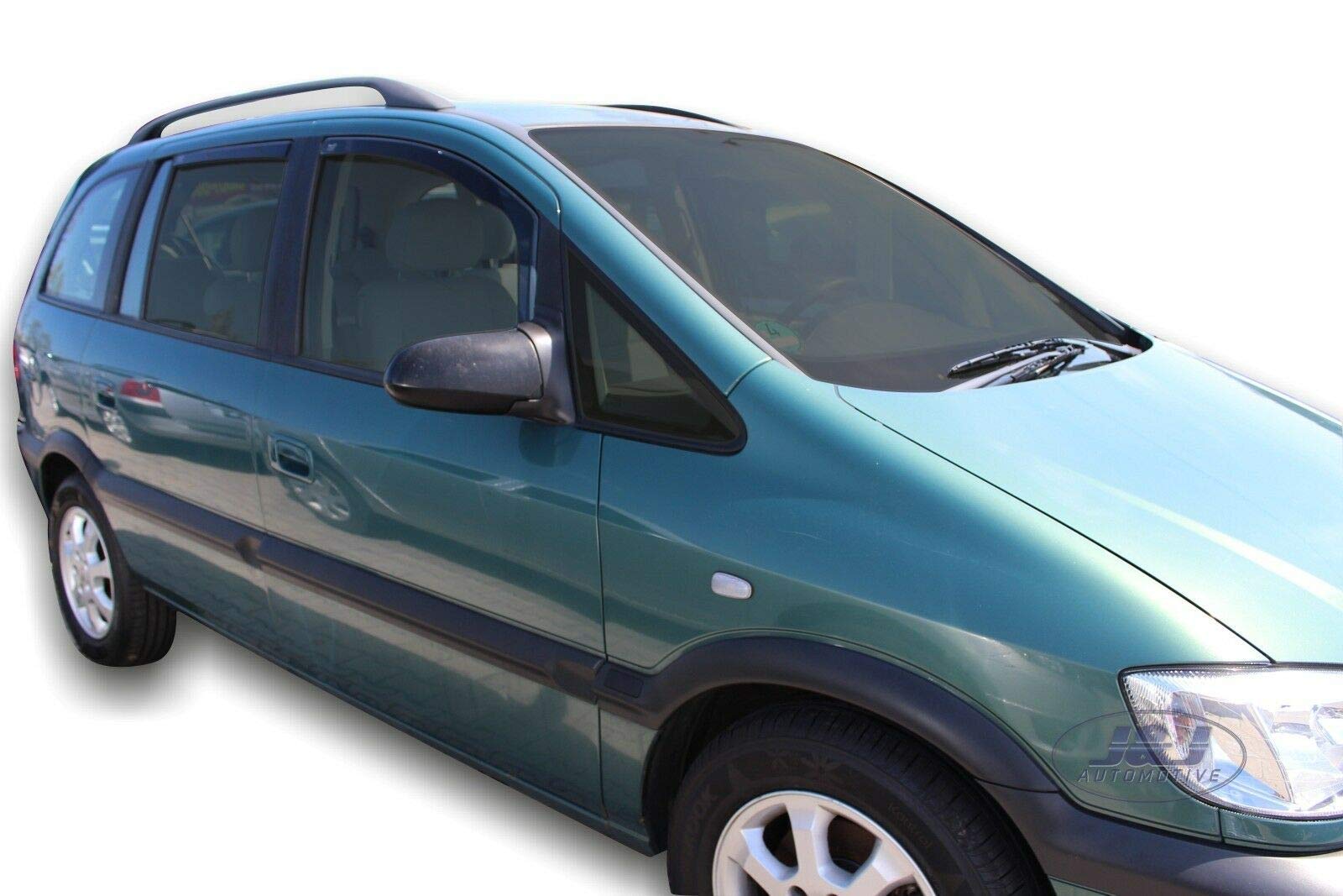 J&J AUTOMOTIVE Windabweiser passend für Opel Zafira A 5-Türer 1999-2005 4tlg, Heko Regenabweiser Vorne Hinten Getönt Dunkel Passform
