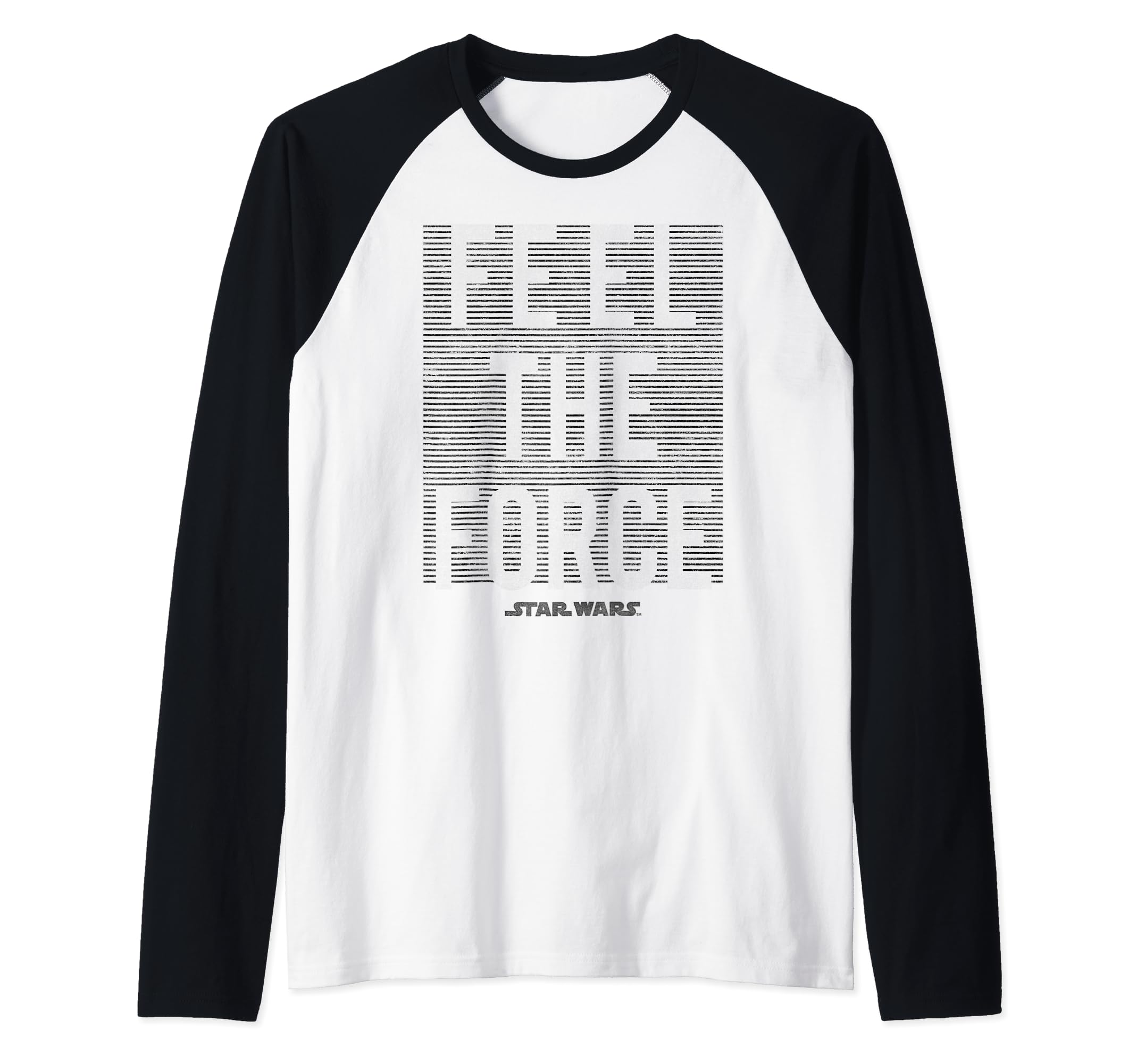 Star Wars Last Jedi Force Feels Lines Stamp Raglan Baseball Tee, Black