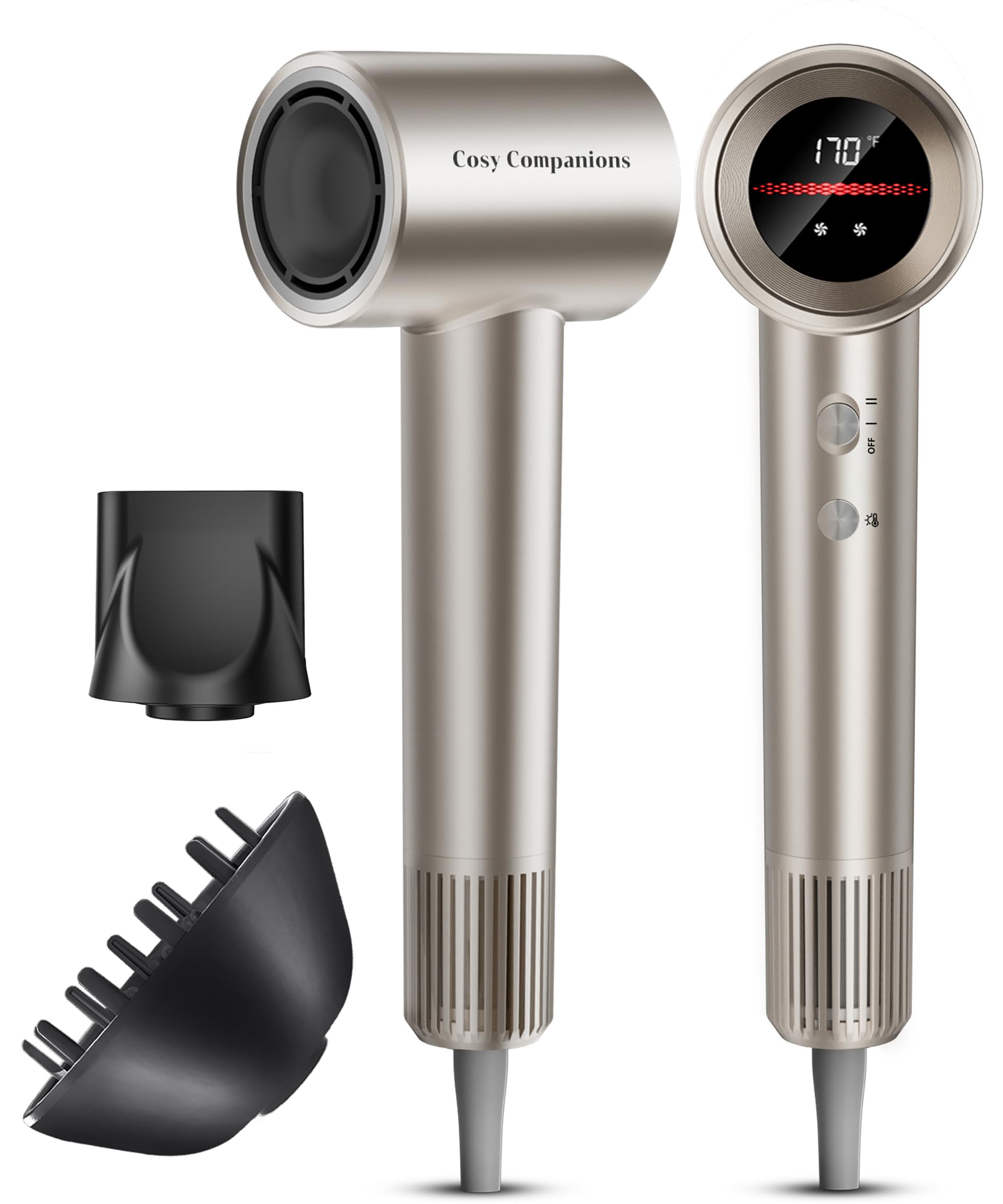 Cosy Companions Hair Dryer 150000 RPM High-Speed Hairdryer for Fast Drying Low Noise HD Display 5 Temps 2