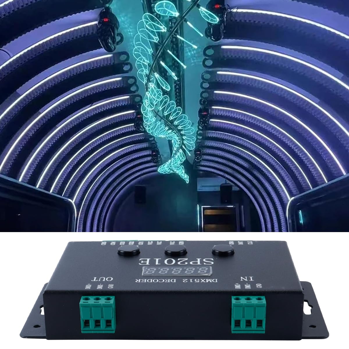 Decoder DMX512 e controller pixel SPI, supporta WS2811 WS2812B SK6812 APA102 LPD8806 UCS1903 RGBWW Strip, 1024 pixel, DC 5V-24V