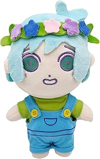 Omori Plush Basil Stuffed Doll,9"/21cm Cute Omori Cartoon Animal Figurer Black Hair,Soft Stuffe Plush Toy Christmas Birthday Gifts For Kids Game Fans (A)