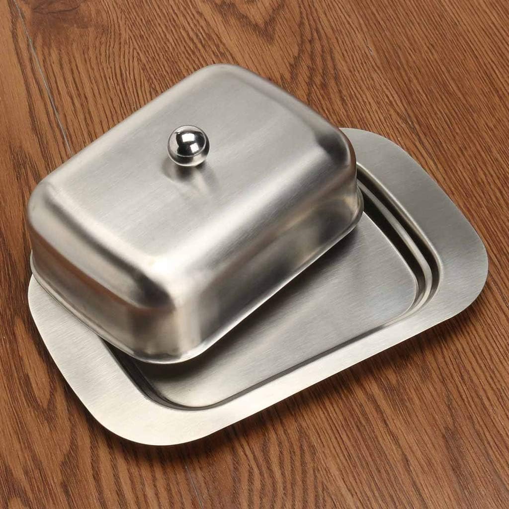 Butter Container Stainless Steel Butter Dish, Butter Dish with Easy to Hold Lid, Traditional Kitchen Accessory for All Types of Butter (Color : A)