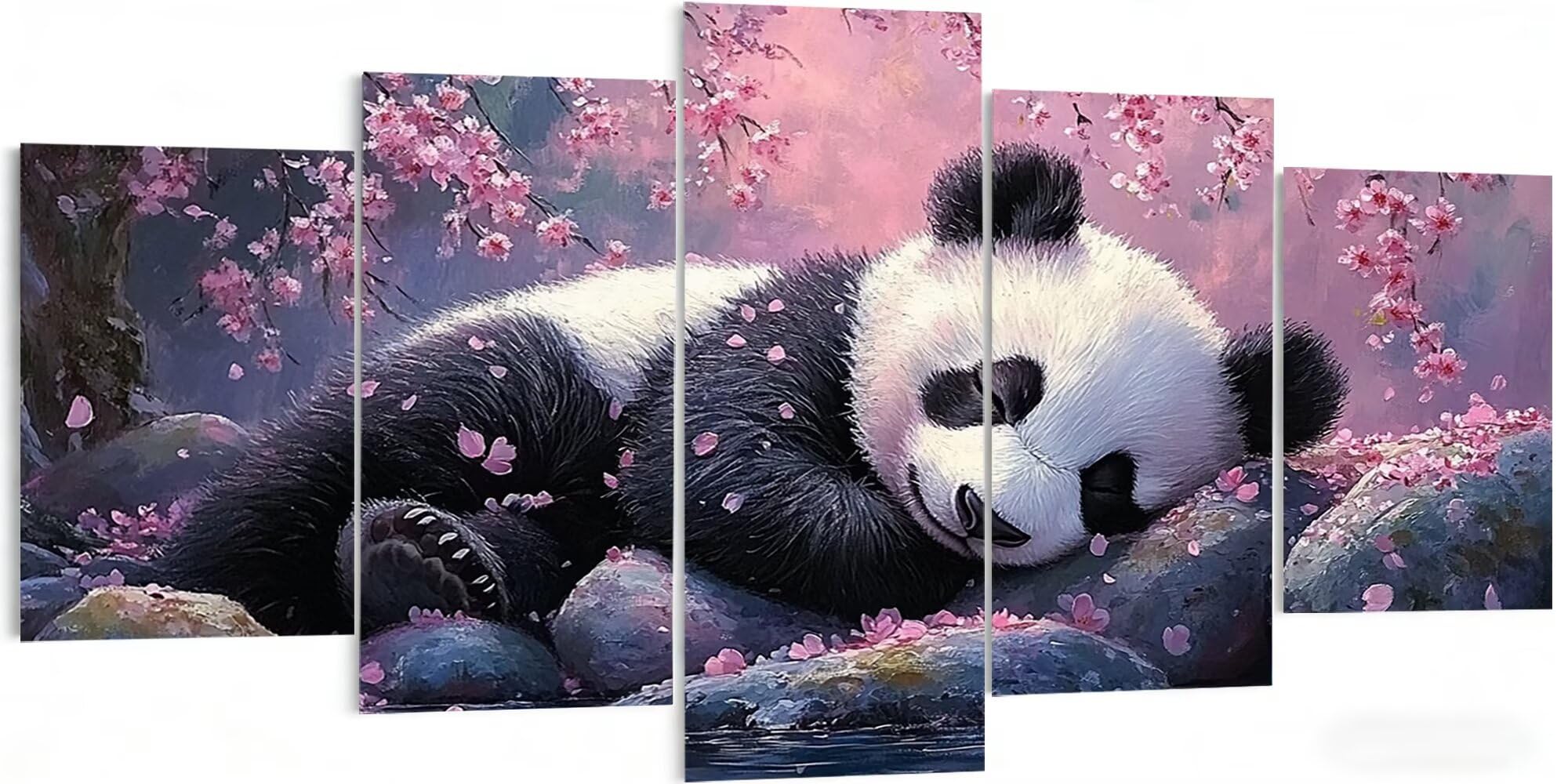 Multipanel 5 sztuk kwadratowe malowanie diamentowe Panda, 5D diamentowe malowanie zwierząt dorośli duży haft krzyżykowy, hobby DIY mozaika do dekoracji domu ściana 100 x 60 cm W5-628
