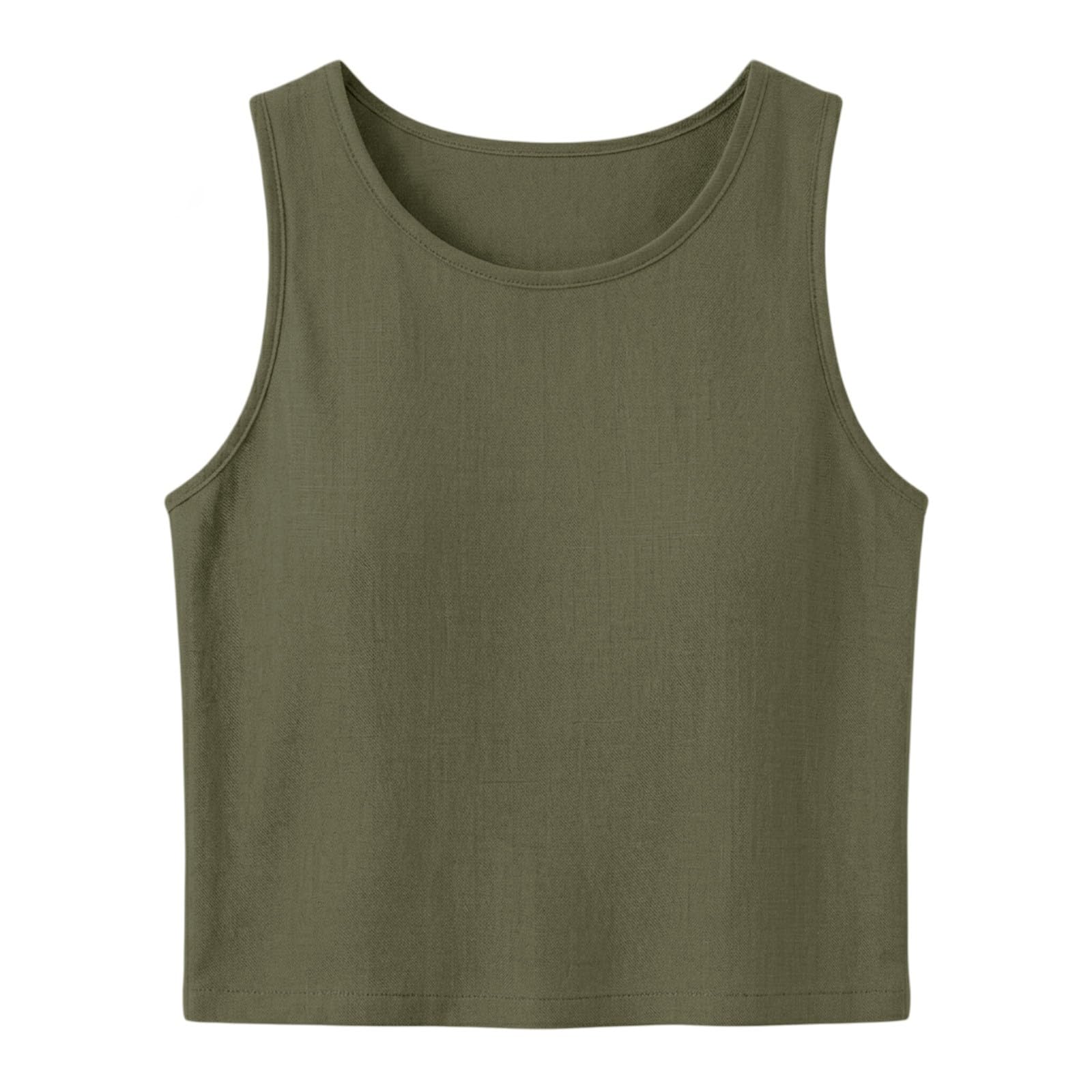 Generico Completo Estivo Donna Lino Tailleur Donna Senza Maniche Girocollo Tuta Completa Lino e Cotone Completi Curvy Set Casual Relax Corte Top e Pantaloni Estivi da Casa Ideale Per le Vacanza