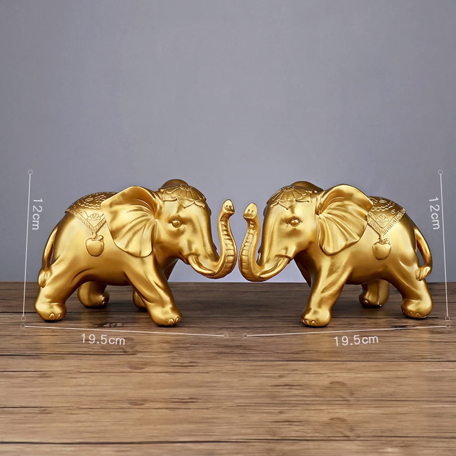 Esculturas Estatuas Elefante Estatua De La Suerte Escultura, Decoración De Elefante, Elefante Esculturas De Animales De La Suerte Resina, Oro, 19 X 12 Cm