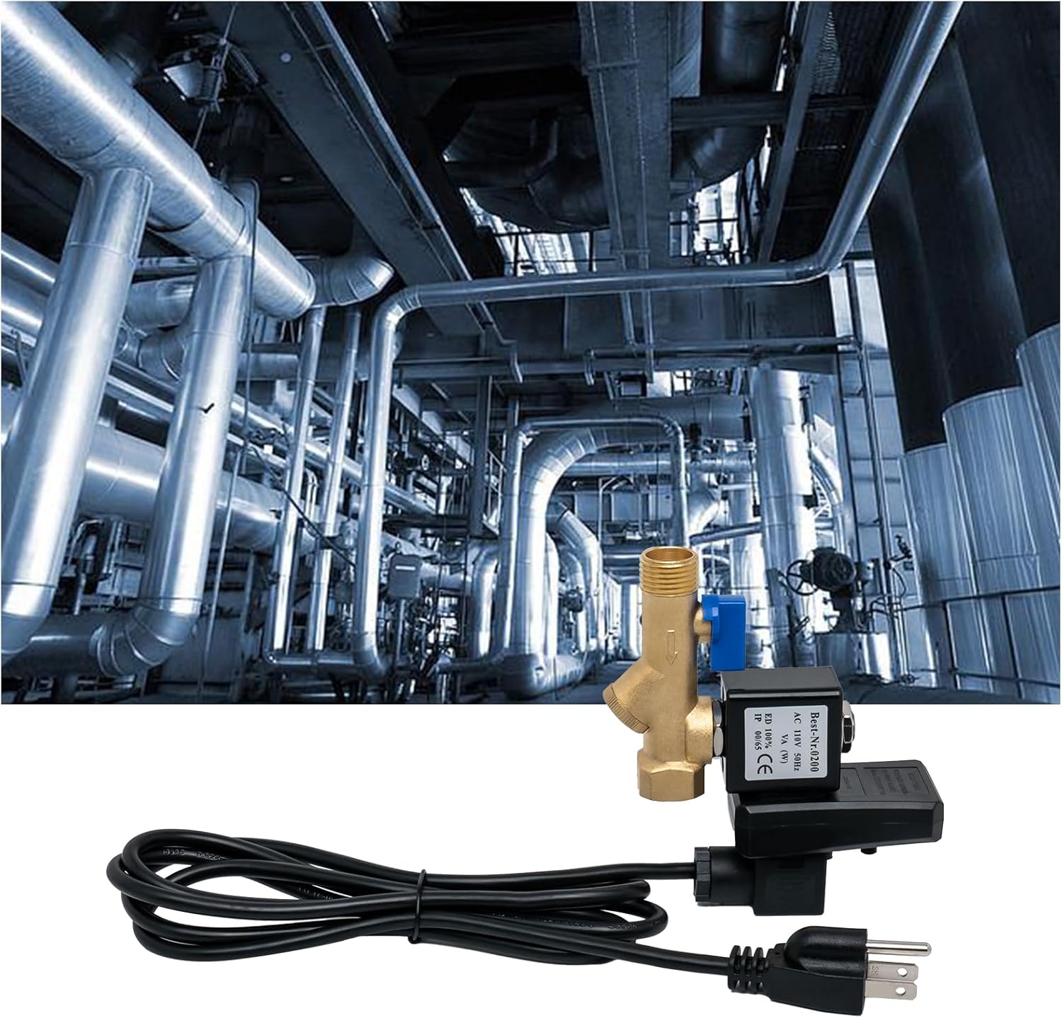 AC110V Automatic Timed Condensate Drain Valve with Power Cable, Electronic Air Compressor Drain Valve 1/2inch, Easy Installation Auto Drain for Air Compressor, As is shown, YRB-ZJK-7BG489