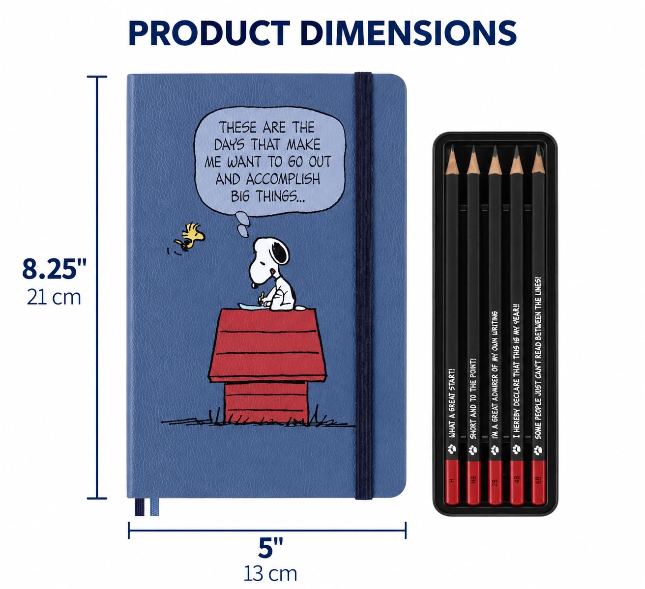 Moleskine Peanuts Set,Carnet à Lignes et 5 Crayons à Dessin, Large 13x21 cm