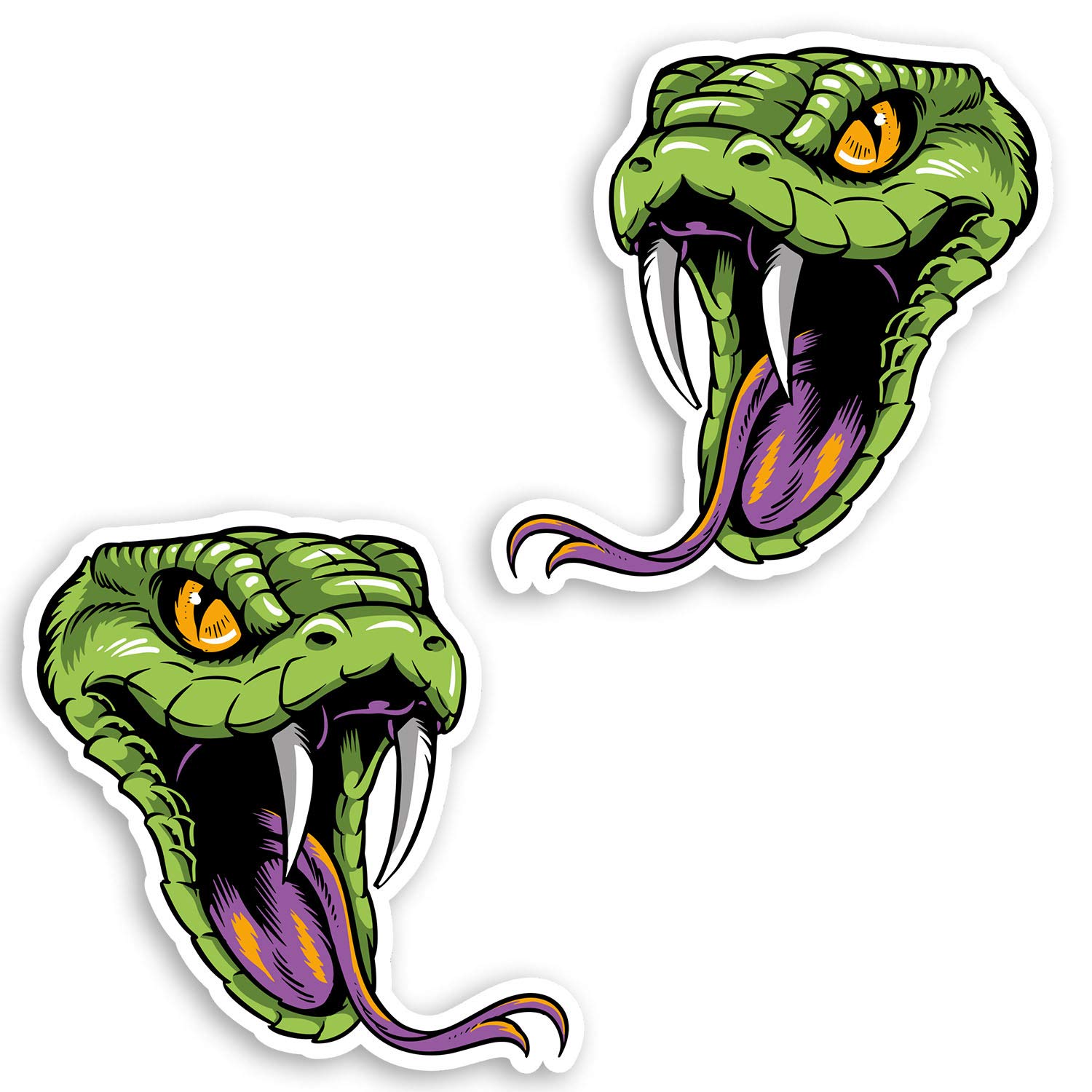2 x 10cm Snake Vinyl Stickers - Green Viper Wild Animal Sticker #29805