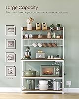 Vista 35 de VASAGLE Hutch - Estante para panaderos con toma de corriente, soporte para microondas de 14 ganchos, barra de café ajustable con panel de alambre