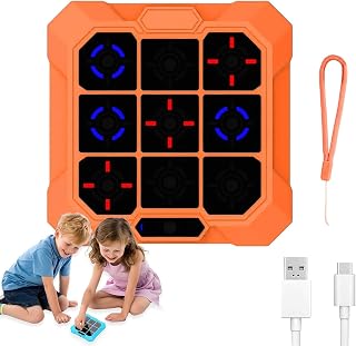 GOWENIC Handheld Toe Game, Portable Electronic Memory Brain Game with Silent Mode, Logic and Memory Training, Travel Toy for Kids Adults, for Family Camping Party (Orange)