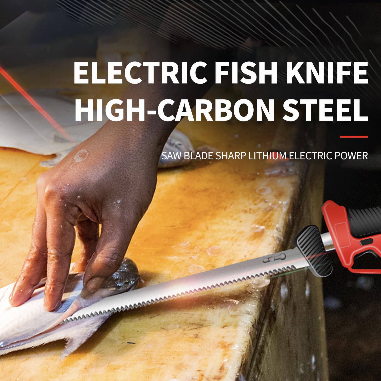 Cuchillo de Filete de Pescado eléctrico inalámbrico, Cuchillo de Filete eléctrico inalámbrico para Pescado/Pesca al Aire Libre, con 4 Cuchillas alternativas antiadherentes recubiertas de Acero