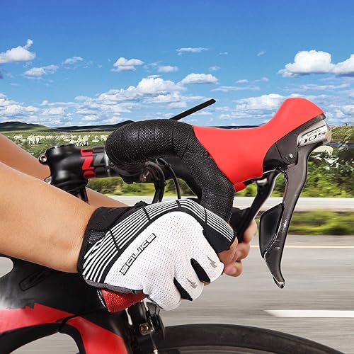 Miniatura 5 de Souke Sports Guantes de ciclismo Guantes acolchados de medio dedo para bicicleta con absorción de golpes, antideslizantes, transpirables, MTB y
