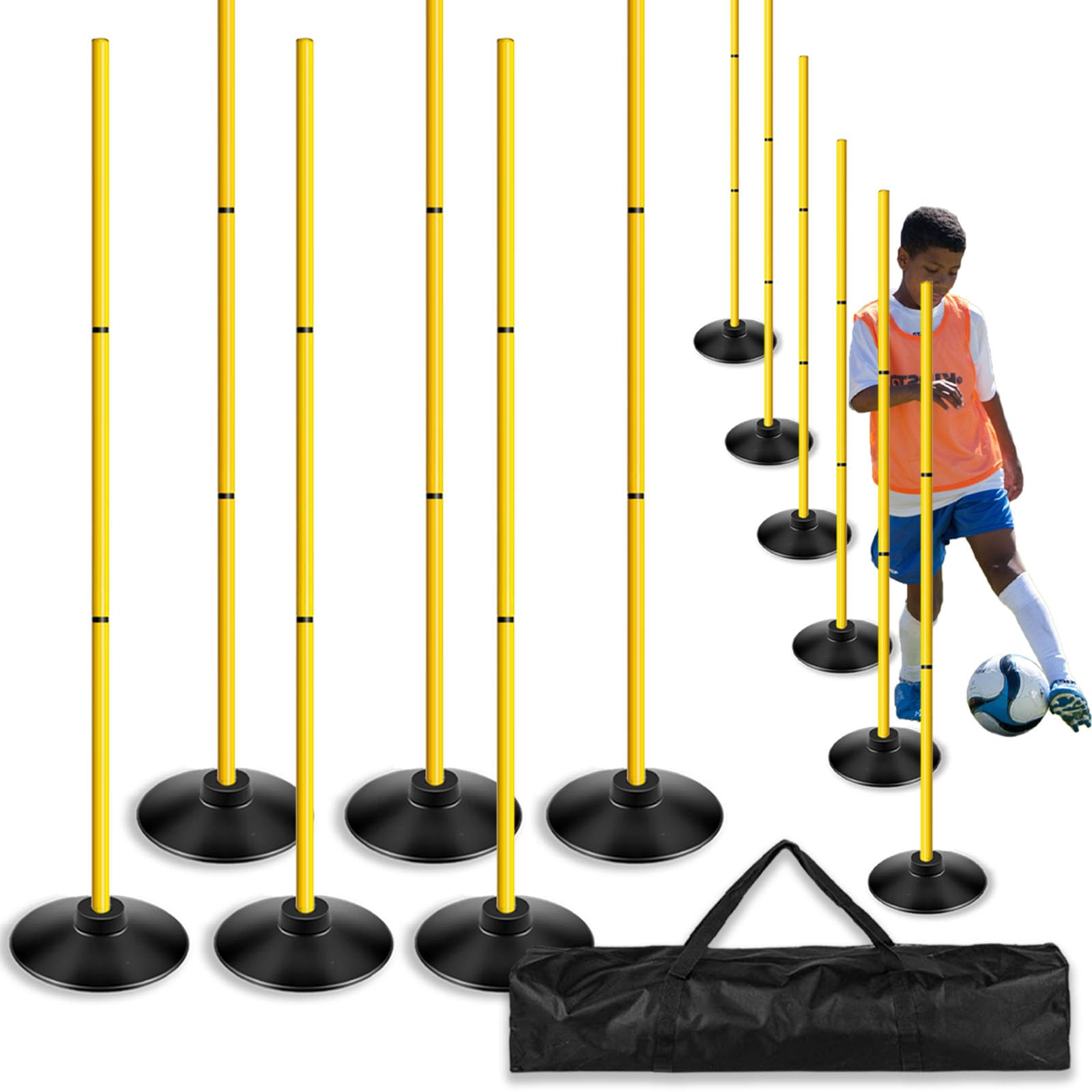 Agility Training Poles Set (Spike/Water/Rubber Base With 3.3ft