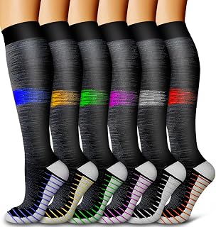 Bluemaple 6 Pack Copper Compression Socks for Women and Men Circulation-Best Support for Medical,Running,Nursing,Athletic