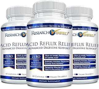 Research Verified Acid Reflux Relief - Soothe GI Problems - Melatonin, 5-HTP, Marshmallow Root - 180 Capsules - Vegan