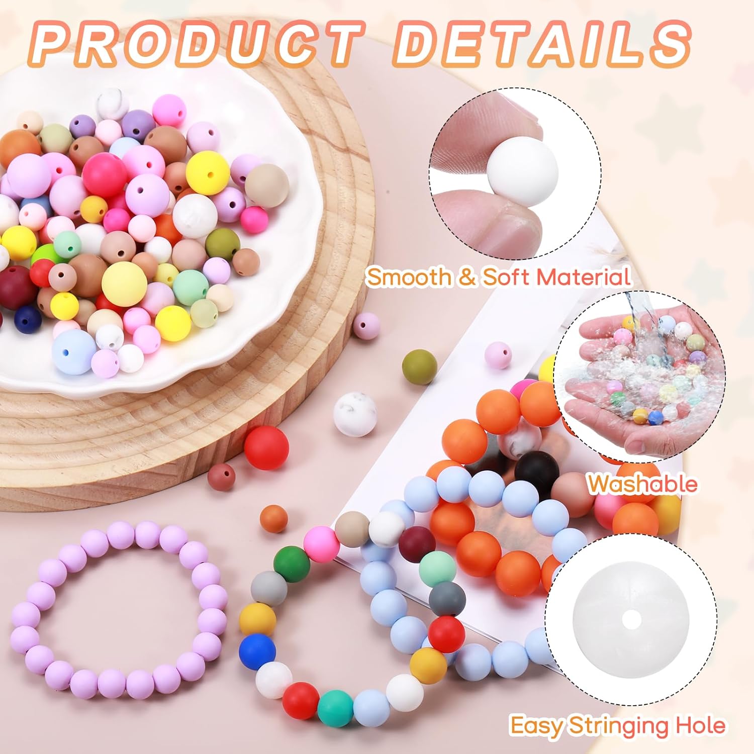 HARFINGTON 180Pcs Silicone Beads 9mm Round Rubber Focal Beads Bulk for Pens Keychain Bracelet Necklace DIY Crafts Making, Deep Green - Image 4