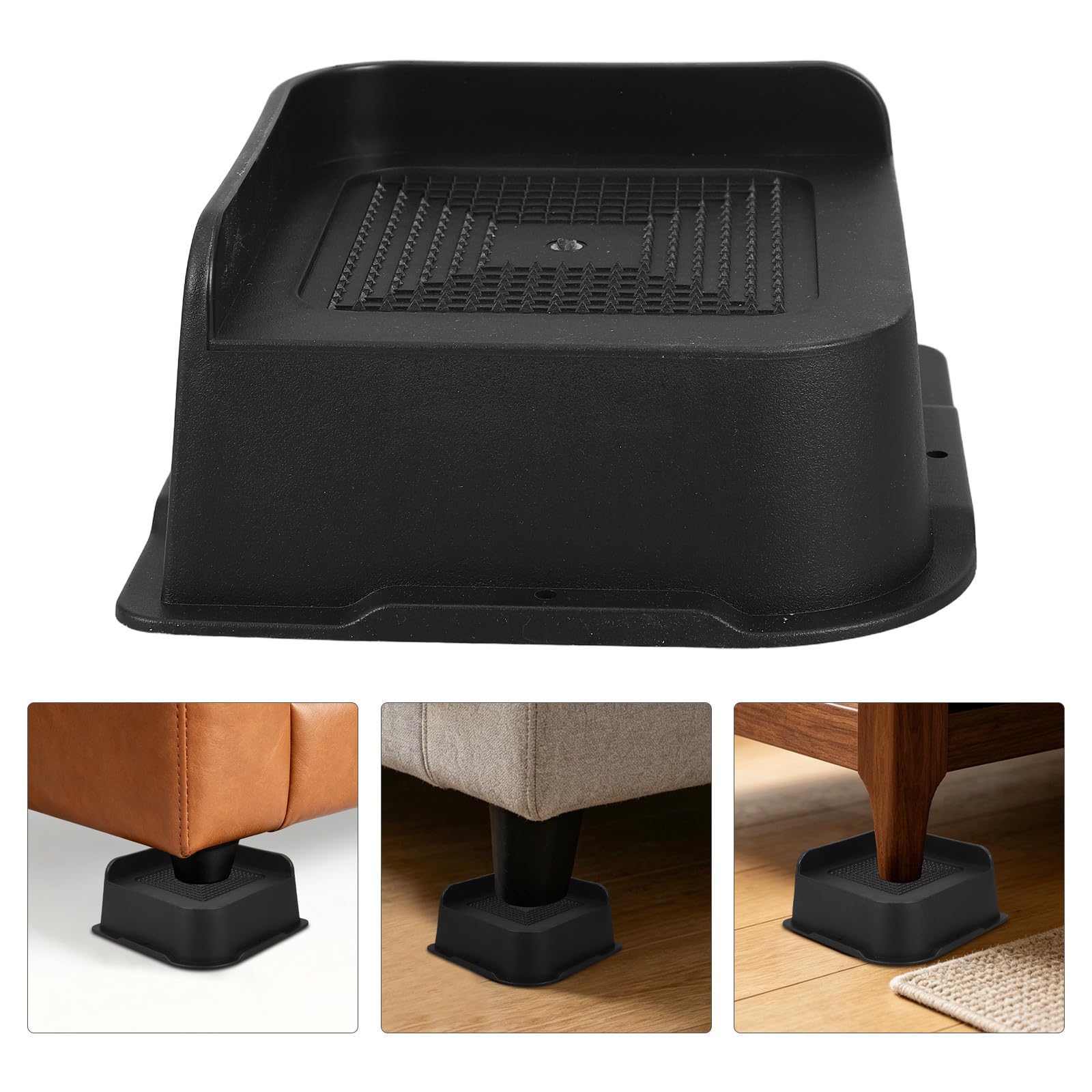 PRETYZOOM 4 Piezas Tacos Goma de para Base Antideslizantes Muebles Elevadores con Protección y Aumento de Altura Seguro y Estable para Patas de Cama Sofá Mesa