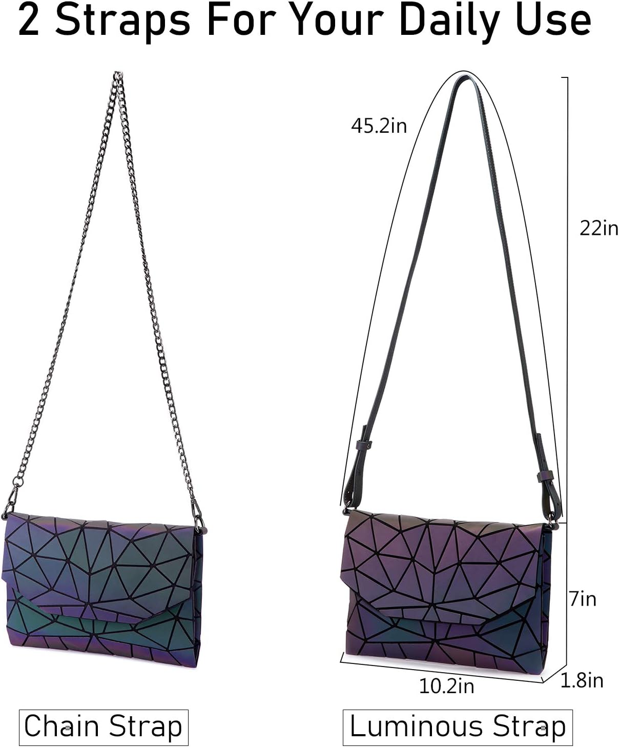 LOVEVOOK Geometric Luminous Purses and Handbags for Women Holographic Reflective Crossbody Bag Wallet - Image 3